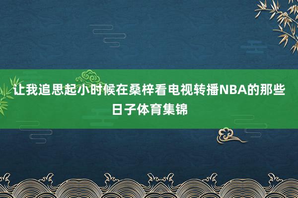 让我追思起小时候在桑梓看电视转播NBA的那些日子体育集锦