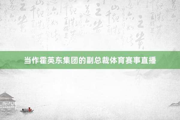 当作霍英东集团的副总裁体育赛事直播