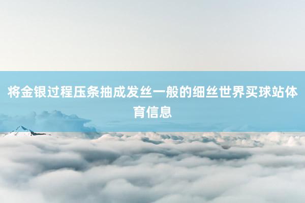 将金银过程压条抽成发丝一般的细丝世界买球站体育信息