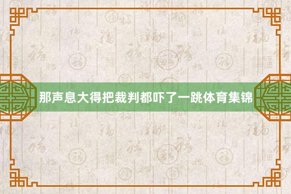 那声息大得把裁判都吓了一跳体育集锦
