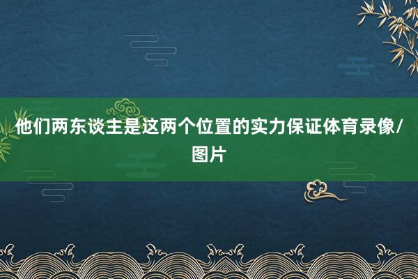 他们两东谈主是这两个位置的实力保证体育录像/图片