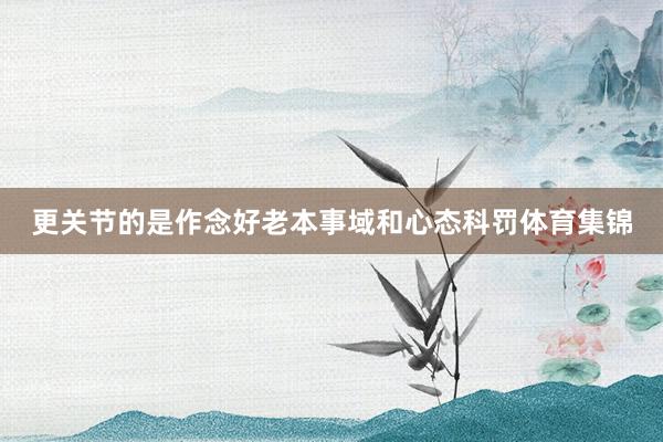 更关节的是作念好老本事域和心态科罚体育集锦