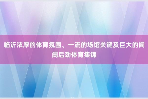 临沂浓厚的体育氛围、一流的场馆关键及巨大的阛阓后劲体育集锦