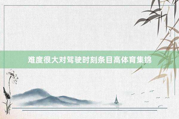 难度很大对驾驶时刻条目高体育集锦