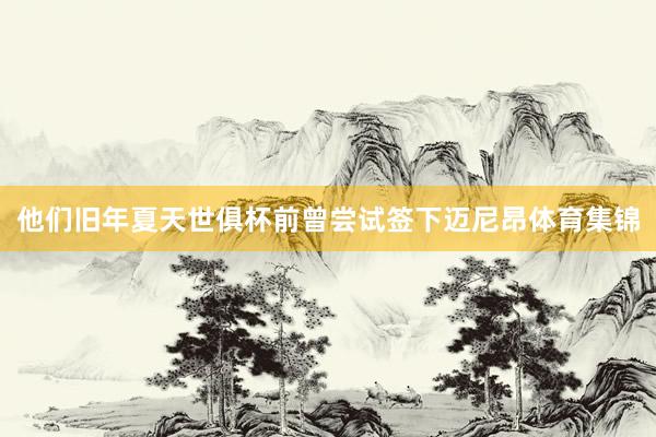他们旧年夏天世俱杯前曾尝试签下迈尼昂体育集锦