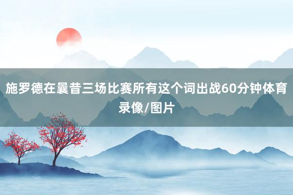 施罗德在曩昔三场比赛所有这个词出战60分钟体育录像/图片