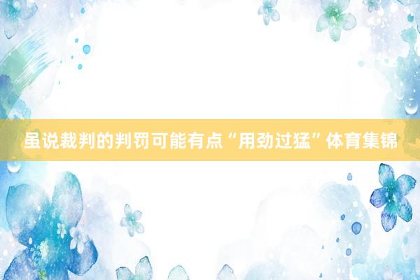 虽说裁判的判罚可能有点“用劲过猛”体育集锦