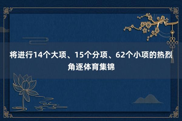 将进行14个大项、15个分项、62个小项的热烈角逐体育集锦