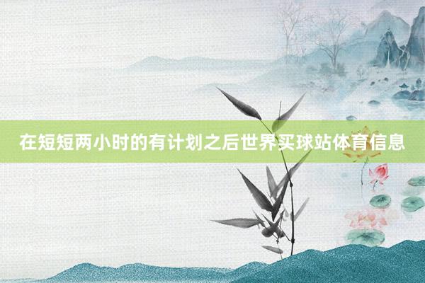 在短短两小时的有计划之后世界买球站体育信息