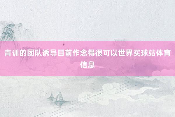 青训的团队诱导目前作念得很可以世界买球站体育信息